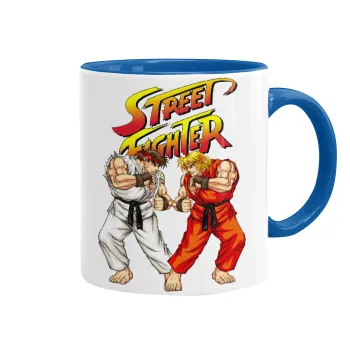 Street fighter, Mug colored blue, ceramic, 330ml