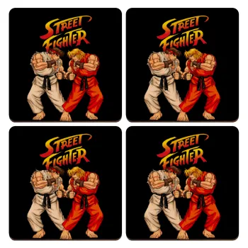 Street fighter, ΣΕΤ x4 Σουβέρ ξύλινα τετράγωνα plywood (9cm)