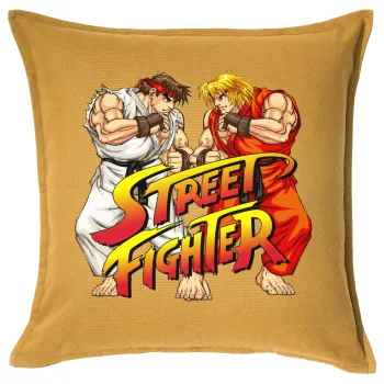 Street fighter, Sofa cushion YELLOW 50x50cm includes filling