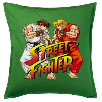 Street fighter, Sofa cushion Green 50x50cm includes filling