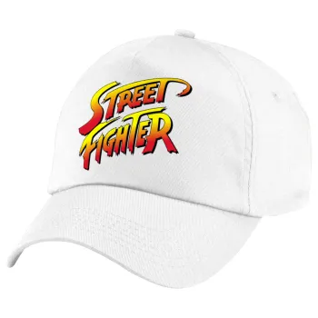 Street fighter, Πεντάφυλλο καπέλο Λευκό, 100% Βαμβακερό (Twill), με ρύθμιση, unisex