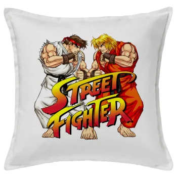 Street fighter, Μαξιλάρι καναπέ ΛΕΥΚΟ 100% βαμβάκι, περιέχεται το γέμισμα (50x50cm)