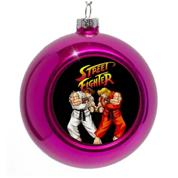 Street fighter, Purple Christmas tree ornament bauble 8cm