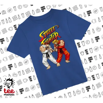 Street fighter, Παιδικό T-Shirt ΜΠΛΕ από 100% βαμβάκι, για κάθε μέρα. Vegan & OEKO-TEX πιστοποιημένο.