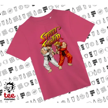 Street fighter, ΡΟΖ παιδικό T-Shirt από 100% βαμβάκι, για κάθε μέρα. Vegan & OEKO-TEX πιστοποιημένο.