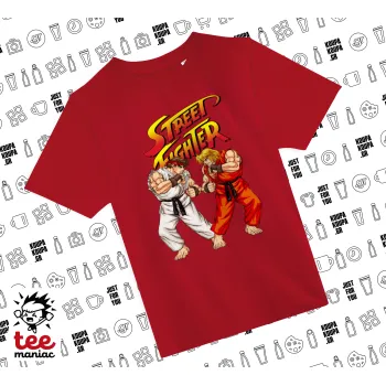 Street fighter, Άνετο παιδικό T-Shirt ΚΟΚΚΙΝΟ από 100% βαμβάκι, για κάθε μέρα. Vegan & OEKO-TEX πιστοποιημένο.