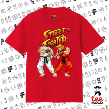 Street fighter, Κλασικό T-Shirt, διπλής ραφής, χωρίς πλευρικές ραφές ΚΟΚΚΙΝΟ από 100% βαμβάκι. Vegan & OEKO-TEX πιστοποιημένο.
