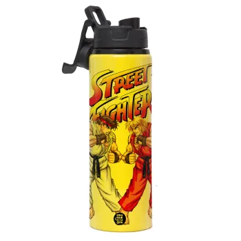 Street fighter, Μεταλλικό παγούρι νερού με καπάκι ασφαλείας, αλουμινίου 850ml
