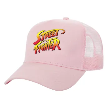 Street fighter, Καπέλο Παιδικό Structured Trucker, με Δίχτυ, ΡΟΖ (100% ΒΑΜΒΑΚΕΡΟ, ΠΑΙΔΙΚΟ, UNISEX, ONE SIZE)