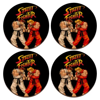 Street fighter, ΣΕΤ x4 Σουβέρ ξύλινα στρογγυλά plywood (9cm)