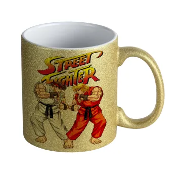 Street fighter, Κούπα Χρυσή Glitter που γυαλίζει, κεραμική, 330ml