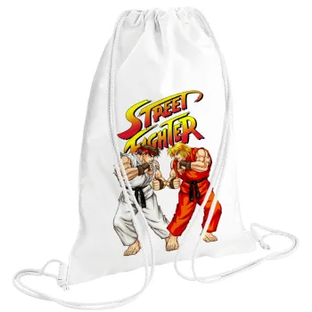 Street fighter, Τσάντα πλάτης πουγκί GYMBAG λευκή (28x40cm)