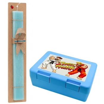 Street fighter, Easter Set, children's snack container BLUE & Easter aromatic flat candle (30cm) (TURQUOISE)