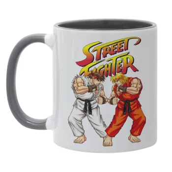 Street fighter, Κούπα χρωματιστή γκρι, κεραμική, 330ml