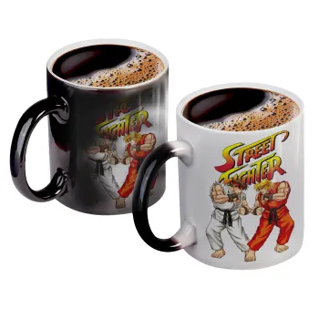 Street fighter, Color changing magic Mug, ceramic, 330ml when adding hot liquid inside, the black colour desappears (1 pcs)