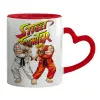 Mug heart red handle, ceramic, 330ml