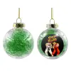 Transparent Christmas tree ball ornament with green filling 8cm