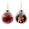 Transparent Christmas tree ball ornament with red filling 8cm