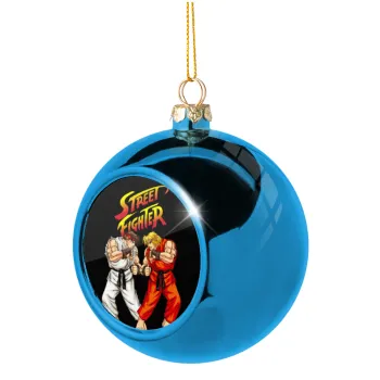 Street fighter, Blue Christmas tree ball ornament 8cm