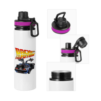 Back to the future, Metallic water bottle with safety lid, 850ml aluminum
