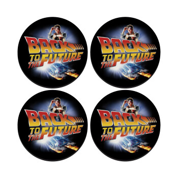 Back to the future, SET of 4 round wooden coasters (9cm)