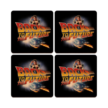 Back to the future, ΣΕΤ x4 Σουβέρ ξύλινα τετράγωνα plywood (9cm)