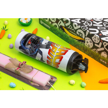 Back to the future, Πασχαλινή Λαμπάδα με Travel Tumbler θερμό με διπλό καπάκι (600ml, BPA free) & κερί αρωματικό πλακέ (30cm) (ΡΟΖ)
