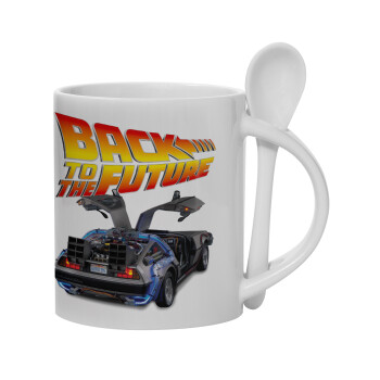 Back to the future, Ceramic coffee mug with Spoon, 330ml (1pcs)
