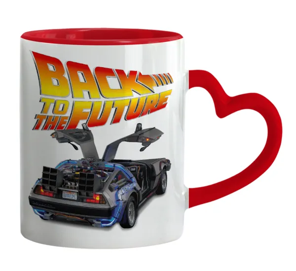 Back to the future — Κούπα καρδιά χερούλι κόκκινη, κεραμική, 330ml