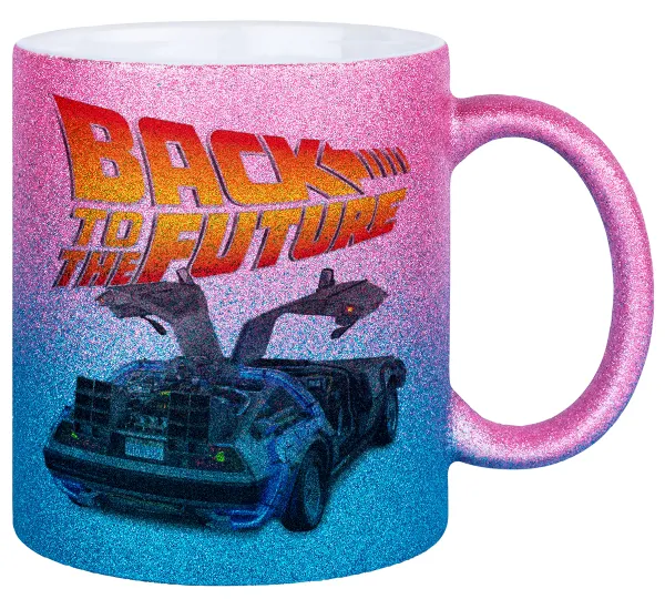 Back to the future — Gold/blue glitter mug, ceramic, 330ml
