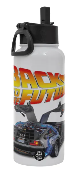 Back to the future — Metal mug thermo White with Straw and Spout Lid (Stainless steel), double wall, 950ml