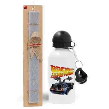 Back to the future, Easter Set, metallic aluminum water bottle (500ml) & aromatic flat Easter candle (30cm) (GRAY)