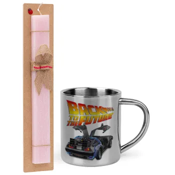 Back to the future, Easter Set, metallic thermal cup (300ml) & aromatic flat Easter candle (30cm) (PINK)