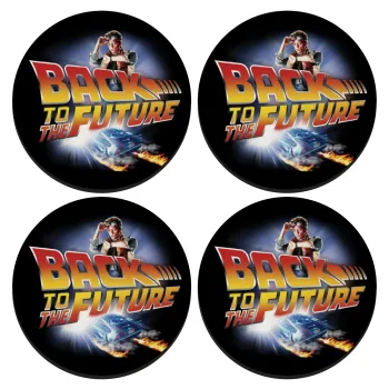 Back to the future, SET of 4 round wooden coasters (9cm)