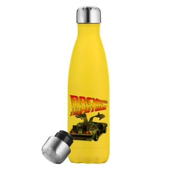 Back to the future, Μεταλλικό παγούρι θερμός Κίτρινος (Stainless steel), διπλού τοιχώματος, 500ml