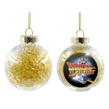 Back to the future, Transparent Christmas tree ball ornament with gold filling 8cm