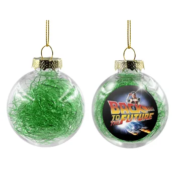 Back to the future, Transparent Christmas tree ball ornament with green filling 8cm