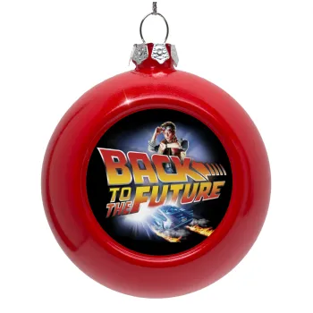 Back to the future, Red Christmas tree ornament bauble 8cm