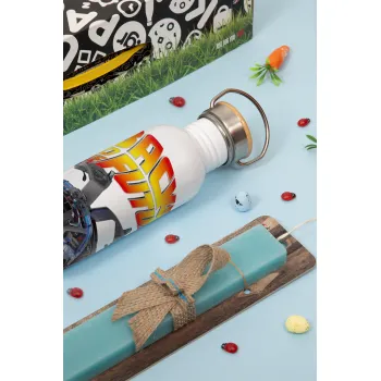 Back to the future, Πασχαλινή Λαμπάδα με παγούρι μεταλλικό (620ml, stainless steel) & κερί αρωματικό πλακέ (30cm) (ΤΙΡΚΟΥΑΖ)