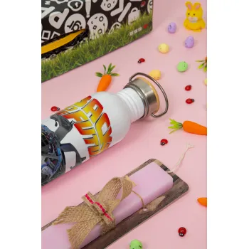 Back to the future, Πασχαλινή Λαμπάδα με παγούρι μεταλλικό (620ml, stainless steel) & κερί αρωματικό πλακέ (30cm) (ΡΟΖ)