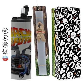 Back to the future, Easter candle with Grey Tumbler Thermo 600ml & aromatic flat candle (30cm) (GREY)