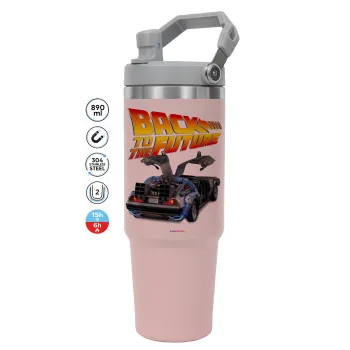 Back to the future, Pink color, 890ml (30oz) stainless Steel Tumbler with Handle