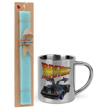 Back to the future, Easter Set, metallic thermal cup (300ml) & aromatic flat Easter candle (30cm) (TURQUOISE)