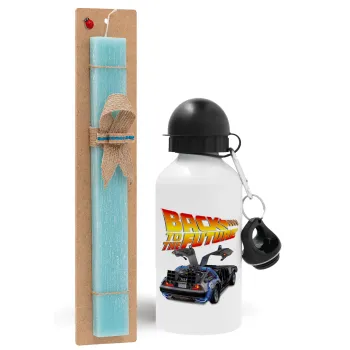 Back to the future, Πασχαλινή Λαμπάδα με παγούρι μεταλλικό αλουμινίου (500ml) & λαμπάδα αρωματική πλακέ (30cm) (ΤΙΡΚΟΥΑΖ)