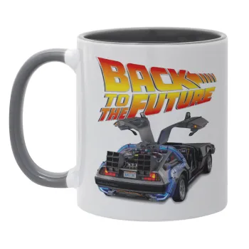 Back to the future, Κούπα χρωματιστή γκρι, κεραμική, 330ml