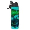 Metallic water bottle with safety lid, 850ml aluminum