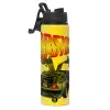 Metallic water bottle with safety lid, 850ml aluminum