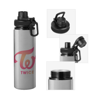 Twice, Metallic water bottle with safety cap, 850ml aluminum