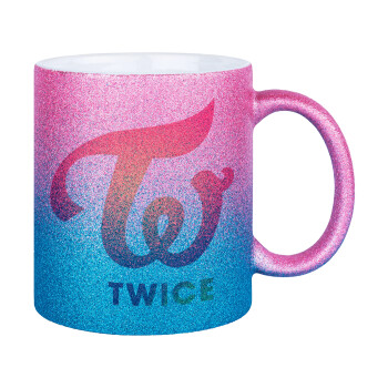 Twice, Κούπα Χρυσή/Μπλε Glitter, κεραμική, 330ml