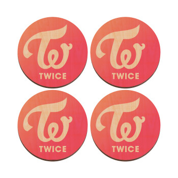 Twice, ΣΕΤ x4 Σουβέρ ξύλινα στρογγυλά plywood (9cm)